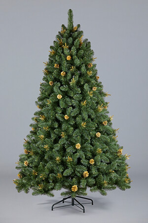 Ель Рождественская 2 (золотые кончики, шишки)